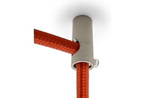 Amarcords - 2 Descentralizadores gancho verticales y prensacables de aluminio con ajuste de cable visible, para lámparas abatibles verticales y suspensiones. Color NÍQUEL