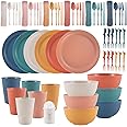 Dyserbuy 60pcs Plates and Bowls Set, Plastic Dinner Sets for 6 People, Unbreakable Picnic Dinner Set, Lightweight Dinnerware Plates, Bowls, Cups, Cutlery Set, Forks for Camping, Picnic, Party