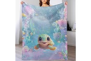DDFRTYY Süße Schildkröte Kuscheldecke Couchdecke Decke Aus Flannel - Tagesdecke Wohndecken Für Sofa, Couch Oder Als Bettüberwurf （130×150cm）