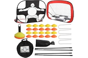 NIUNIAJ Porte da Calcio Pieghevole, 2 in 1 Porta da Calcio per Bambini, Portatile e Pop Up. 20 Pezzi di Ostacoli Allenamento per l'Allenamento nel Calcio 2 Colori Viene Fornito con Supporto