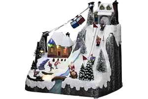‎KONSTSMIDE Konstsmide 4253-000 LED Scenery "Ski Slope" with Music, Selectable Energy Function, 19 Colourful Diodes, Battery Operated & USB, Indoor, Black Cable, 3 x AA 1.5 V (Excl.)