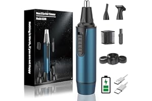 NUMIFUN Tondeuse nez homme, 3 en 1 Professionnelle tondeuse nez oreilles homme, Electrique Sans douleur tondeuses nezs & rasoir nezs hommes,étanchéité IPX7,Lames à double tranchant, Nettoyage facile, Bleu