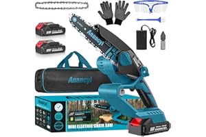 ANANCYI Mini Chainsaw 6 Inch, Cordless Chainsaw with Brass Motor 2X2.0AH Batteries & 2 Chains, Handheld Electric Chain Saw Suit for Gardening Wood Cutting & Trimming, Agriculture