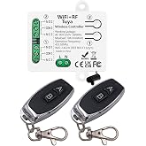 DieseRC Tuya Smart Switch WIFI 2 Channels Passive Output Relay Module AC 90V-250V 220V with 2x RF Remote Control, Compatible