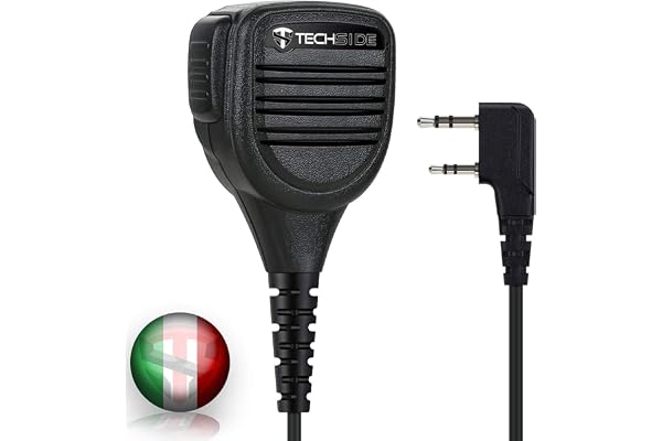 TechSide Microphone Haut-Parleur IP54 avec PTT Compatible avec Baofeng UV 5R Radio CB Midland 2 Pin Kenwood Midland G10 G11 Clip 360°Jack 3,5 mm Talkie walkie Professionnel Longue portée