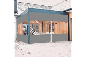 Ezcasch 2.5x3m Plane mit Reißverschluss Wasserdicht Transparent mit Ösen - Outdoor 0.45mm Pavillonplane Durchsichtig Winddicht Schutzplane für Pergola Veranda Gazebo (Höhe x Breite, Grau)
