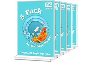 VAIIGO A4 Acrylic Sign Holder - A4 Perspex Display Stand, Double Sided Poster Menu Holder for Table, Restaurant, Hotel, Store, Office, Bar, Menu, Promotions, Documents Sign Holder (Clear, 5Pack)