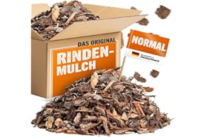 BBQUH Rindenmulch Mittel 10-40mm Körnung - 100 Liter Premium Rindenmulch aus bayrischer Fichten- & Kiefernrinde - Umweltfreundliche Lieferung ohne Folie im Karton - Rinden Mulch in Gärtnerqualität