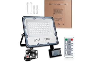 TobeBright Security Lights Outdoor Motion Sensor 50W, 5000LM 6500K PIR Sensor Security Light with Remote Control, LED Outdoor Floodlight Mains Powered with UK Plug 2M Wire for Garden, Backyard