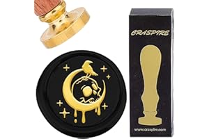 CRASPIRE Sellos de Cera de Calavera de 30 mm Sello de Cera de Sellado Gótico Retro Vintage de Halloween Cabeza de Latón Extraíble con Mango de Madera para Fiestas de Cumpleaños Manualidades