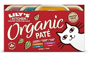 Lily's Kitchen Preparato con ingredienti naturali Cibo umido per gatti adulti Multipack vaschette di paté biologico Ricette prive di cereali 4 confezioni x 8 vaschette x 85g