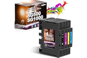 Spaceink SG500 SG1000 Sublimation Ink Cartridges for SAWGRASS Virtuoso SG500 SG1000 Printers - Upgraded Firmware (1*Black, 1*Cyan, 1*Magenta, 1*Yellow)