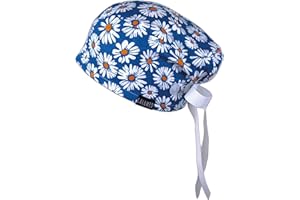 CALOMED Calot de Bloc Moderne Charlotte Chapeau Infirmière Bonnet en Tissu pour Personnels de Santé Euro Femme ou Homme Cheveux Courts (Marguerites)