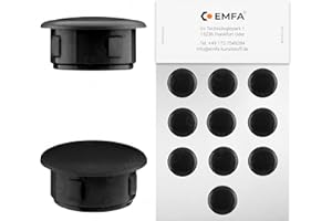 EMFA Tappi copriforo 25 mm nero – Tappi in plastica per mobili e fori di fissaggio – 2,5 cm – Set da 10 pezzi