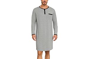 Uniexcosm Hauts de Pyjama pour Hommes, Chemise de Nuit à Manches Longues et col Rond avec Boutons, pour Une Maison décontractée à l'hôpital