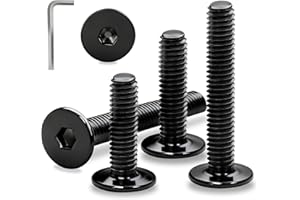 Ezitruz M6 Schrauben Schwarz Flachkopfschrauben Innensechskant M6x12 mm, 12 Stück Linsenkopfschrauben Edelstahl A2 V2A Möbelschrauben Vollgewinde Maschinenschrauben für Möbel Haushalt Reparieren