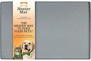 Neater Pet Brands Napfunterlage Hund und Katzen Wasserdicht - Silikon Katzen- und Hundenapf Unterlage - Futtermatte Hund und Katzen Schützt Böden vor Futter und Wasser (40,6 x 25,5 cm, Grau)