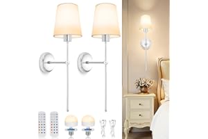 Dehobo Apliques de Pared Interior, Lámparas de Pared LED Recargables con Batería Juego de 2 Lámpara LED Ajustable, 3 Temperaturas + 12 RGB, Mando - Ideal Dormitorio, Salón, Pasillo - Cromo