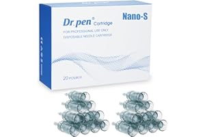 BESTAUTY Dr. pen Ultima M8 Aghi Nano-S – 20 pezzi per la cura degli occhi, arrossamento della pelle, strato corneo sottile e pelle sensibile, Dr pen Ultima M8 Cartridges (20 pezzi, Nano-S per M8)