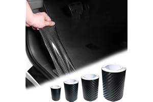WPNCYK Carbon Fibre Vinyl Wrap, 4 Rolls 3D Carbon Fibre Tape Set, 3cm 5cm 7cm 10cm Widths, 1m Length Each, Black Car Wrap Vinyl for Vehicle, Motorcycle, and Personal Items Protection and Enhancement