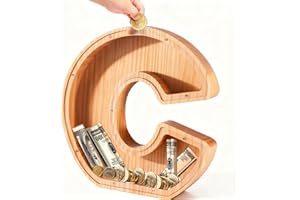Bemaystar Wooden Letter-Money-Box for Kids, Piggy-Bank Initial Letters, Kids Money Box Coin Bank, Birthday Gift