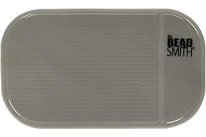 The Beadsmith Sticky Bead Mat – 5.5 x 3.25 inches, Small Size, Grey Color, Anti-Slip Pad, Rinse and Reuse Technology, Ideal for Diamond Painting, Jewelry Making, Beads Sorting