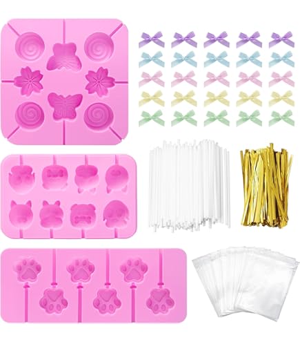 2 Stampini Silicone Per Lecca Lecca - 8 Forme, Con Bastoncini, Per Cioccolato E Caramelle - Foto 2