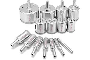 HPIANO 15 pezzi Set punte diamantate φ6-50mm Frese diamantate HSS acciaio al carbonio, taglio a umido, seghe a tazza cave per piastrelle in vetro Granito ceramica porcellana marmo