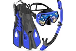 IEEILULU Palmes Masques Tuba pour Adultes, Kits de Plongée avec Masque de Plongée, Tuba Semi-Sec et Palmes de Plongée Réglables, Kits de Randonnée Aquatique pour Adultes Aventure sous-Marine