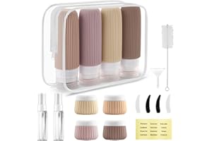 Foydream 18 Pièces Flacon Voyage Avion, Kit Voyage Produit Toilette Réutilisables, Contenant Voyage avec étiquettes en Peuvent être Remplis de Cosmétiques, Articles de Toilette et Autres Liquides