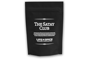 Life of Spice The Satay Club | All Purpose Sizzling Satay Seasoning for Meat, Fish and Veg | 60g Pack with Recipe Card | Garlic, Coriander, Turmeric and Lemongrass | Tasty Street Food Spice Rub