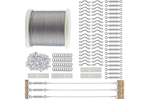 TooTaci Kit fune metallica da 1/8 per sistema di ringhiere per cavi, cavo aereo in acciaio inox 121,9 m 1/8, kit tenditore per tenditore per ringhiere per terrazze, kit ringhiera per scale, kit di