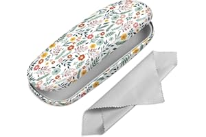 FINTIE Funda Gafas Rigida, Portátil Cuero y Sintético Estuche Gafas Rigido con Pañuelo Limpia Gafas para Mujeres y Hombres