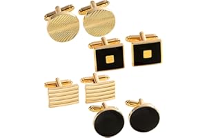 YCSRNN Cufflinks for Men, 4 Pairs Gold Cufflinks, Classic Cuff Links for Business, Wedding, Formal Events, Elegant Gift for Grooms and Professionals