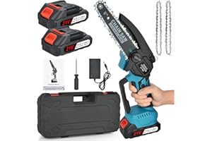 VOTHEN Mini Cordless Chainsaw 6 Inch - 2x2000mAh Battery Chainsaw with Oil System - Brushless Motor Mini Cordless Chainsaw, Portable Handheld Mini Electric Chainsaw for Yard, Garden Tree Branch Cutting