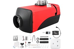 ShockFlo 12V 5KW Standheizung Diesel Vorgeheizte Diesel-Luft-Heizung mit Fernbedienung Digitaler Monitor für Garage, Wohnwagen, Wohnmobil, LKW, Anhänger, Boot (Rot+Schwarz)