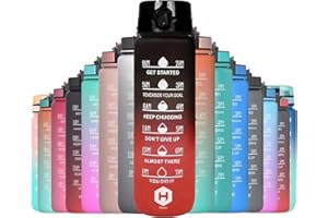 HOMEEX 1 Litre Water Bottle Motivational Fitness Sport Water Bottles with Straw & Time Maker, BPA-free Plastic Drink Bottle 1l Design for,Gym (Red And black)