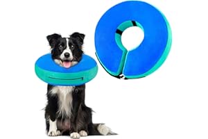 Dog Cone, FWLWTWSS Inflatable Dog Collar for After Surgery, Soft Comfy Protective Dog Cone Collar, Adjustable Dog Donut Collar, Does not Block Vision, Buster Collars for Dogs and Cats(L)