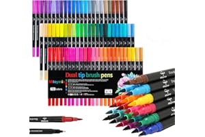 Mitoymia Rotuladores Lettering de 72 Colores,Rotuladores Punta Pincel Doble Punta,Plumones Lettering Brush Pen, Pintar, Caligrafía, Coloreado