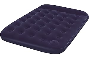BESTWAY Pavillo Airbed Quick Inflation Outdoor Air Mattress with Built-In Foot Pump/Pillow, Blue, King