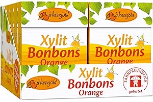 ‎BIRKENGOLD Birkengold Xylit Bonbons Orange zuckerfrei, 12 x 30 g | zahnpflegend | zuckerfrei | vegan | mit 100% europäischem Xylit | natürliche Zutaten