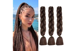 ‎SHOWJARLLY Ombre Jumbo Zöpfe Haar Flechten Haar Braids Extensions Kunsthaar Zum Einflechten, ShowJarlly Synthetische Haarverlängerungen 24 inch 3Pcs, (Dunkelbraun#)