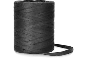 KINGLAKE Nastro di rafia, 200 m, di carta nera, filo di rafia, per confezioni regalo, decorazioni natalizie, imballaggi, legature per fioristi, uncinetto, giardinaggio
