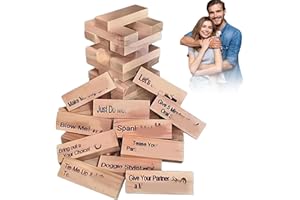 XUDUOO Couples Games Lust Tumbling Tower Games for Adults, 48 Pieces Wooden Naughty Game, Indoor Party Fun, Valentine Stacking Blocks Gifts for Adults Night Party Game