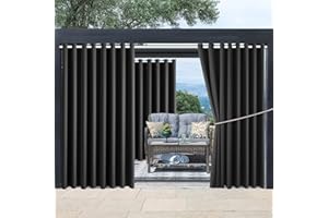 DIVA EN CAMINO DEC Waterproof Outdoor Curtain W105 x L84 - Grommet Top Sunlight Blocking Window Treatment Drapes Blackout Curtains for Home Bedroom Living Room Outdoor Patio Porch Gazebo (Dark Gray, 2 Panels)