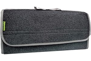 Sakura SS5233 - Organizador para Maletero de Coche y Otros Vehículos, Tamaño Grande, 50 x 23 x 15 cm, Tapa Abatible, con Velcro, Asa de Transporte, Material de Alfombra, Color Gris Oscuro