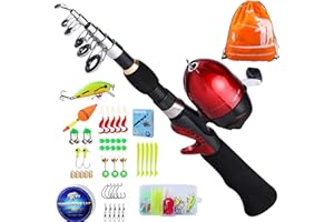 ‎SOUGAYILANG Sougayilang Kids Angelrute mit Spincast Reel Teleskop Angelrute Combo Full Kits für Jungen, Mädchen und Erwachsene