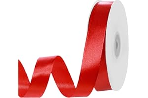 WORIC 50 Meter Red Ribbon, 20mm Satin Ribbon Gift Ribbon Polyester Ribbon Red Ribbon for Gift Wrapping Bows Crafting Valentines Decoration Wedding Party