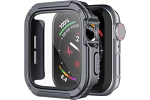 Recoppa Rugged Apple Watch Case 44mm with Screen Protector, Durable Military Grade Protective Cover for Apple Watch SE 6 5 4 (Grey)
