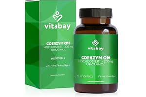 ‎VITABAY Vitabay Coenzym Q10 Ubiquinol 200mg Kapseln Hochdosiert - 60 Kapseln Ubiquinol Laborgeprüft & ohne unerwünschte Zusatzstoffe - Natürliches Q10